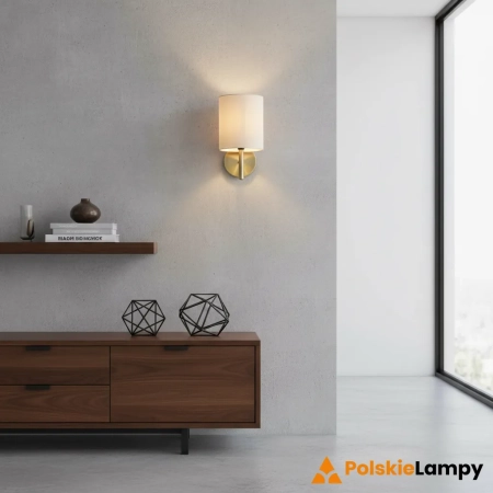 Kinkiet metalowy złoty z białym abażurem BRIO-1WBAB z serii BRIO - Endon Lighting