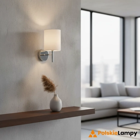 Kinkiet ścienny chromowany z białym abażurem BRIO-1WBCH z serii BRIO - Endon Lighting