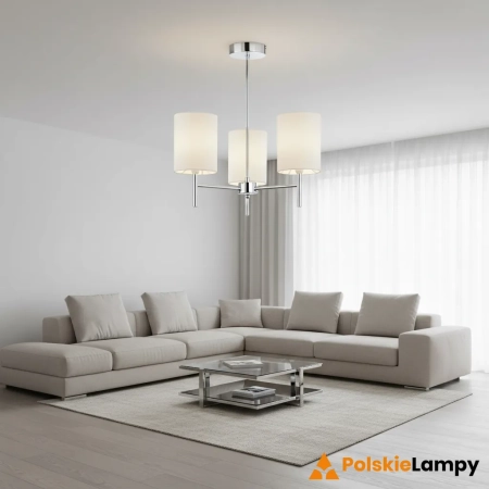 Lampa sufitowa 3-punktowa chromowana z białymi abażurami BRIO-3CH z serii BRIO - Endon Lighting