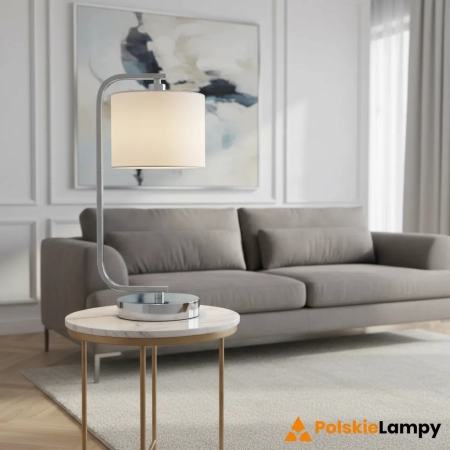 Lampa stołowa chromowana z białym abażurem CANNING-TLCH z serii CANNING - Endon Lighting