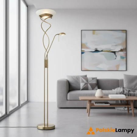 Lampa podłogowa mosiężna z ramieniem do czytania MONACO-AN z serii MONACO - Endon Lighting