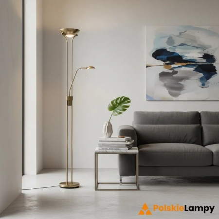 Lampa podłogowa metalowa mosiężna 180cm ROME-AN z serii ROME - Endon Lighting