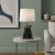 Lampa stołowa z figurką psów czarna z lnianym kloszem 106794 z serii WESTIE - Endon Lighting