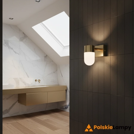 Kinkiet nowoczesny MENTON IP44 Złoty/Biały 106374 - Markslojd