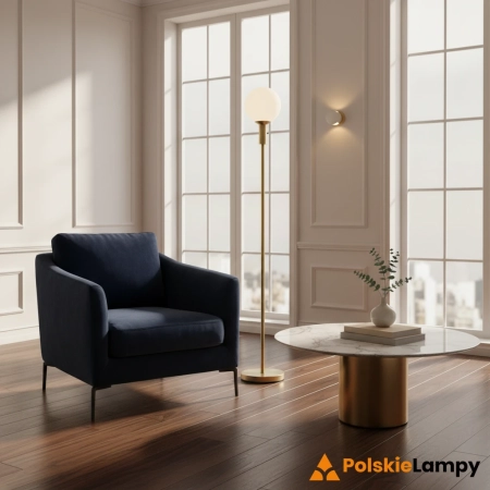Lampa podłogowa MINNA floor bru.brass/white 106867 - Markslojd