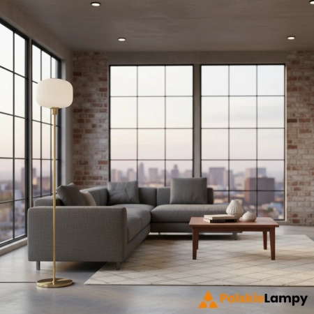 Lampa podłogowa SOBER Brushed Brass/White 108054 - Markslojd