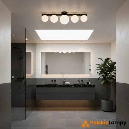 Lampa sufitowa PURO CEILING/WALL 5L BLACK/OPAL IP44 108348 - Markslojd