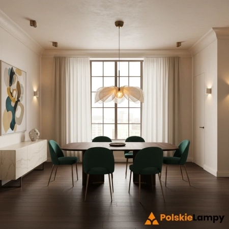 Lampa wisząca STYRKA Pendant 1L 75cm Beige/Antique Brass/Amber 108661 - Markslojd