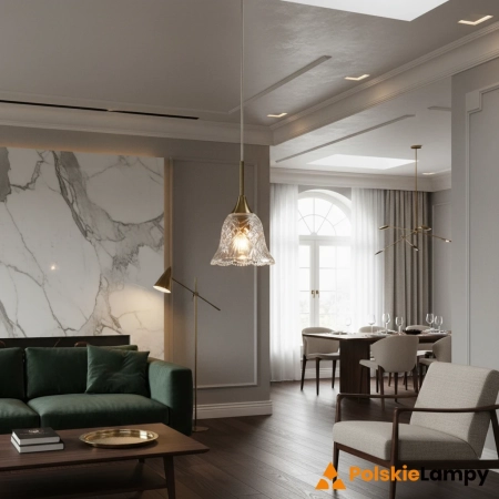 Lampa wisząca LUNA 1L Clear/Antique Brass 109011 - Markslojd