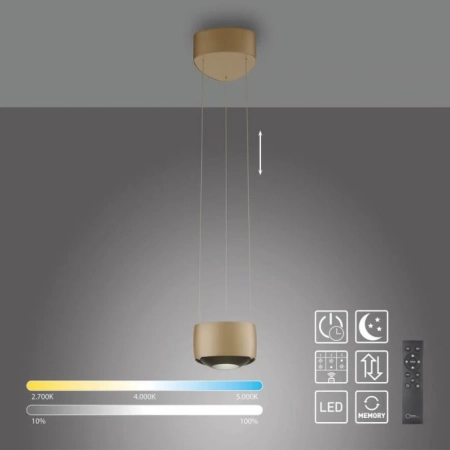 Lampa wisząca na pilota brązowa ściemnialna Q-STRETTO 2657-97 - Paul Neuhaus