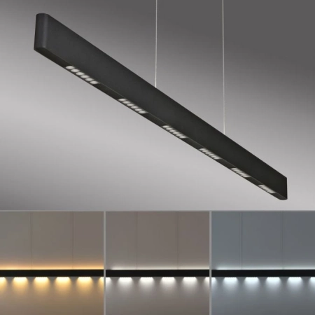 Lampa wisząca czarna podłużna nad stół na pilota Q-STRETTO 2687-18 - Paul Neuhaus