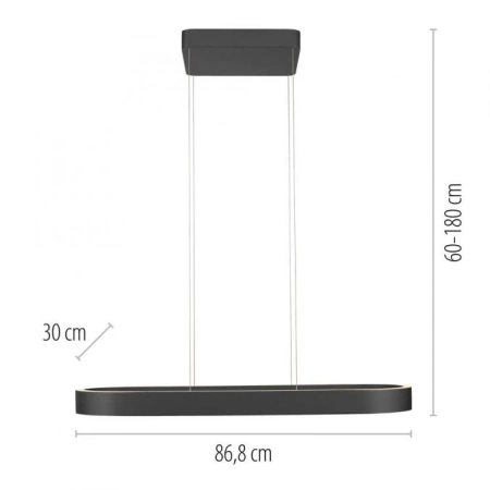 Lampa wisząca czarna na pilota nad stół Q-STRETTO 2688-18 - Paul Neuhaus