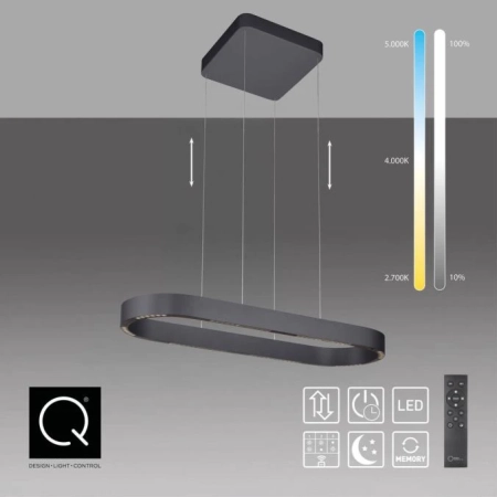 Lampa wisząca czarna na pilota nad stół Q-STRETTO 2688-18 - Paul Neuhaus