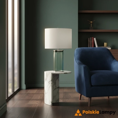 Lampa stołowa Reno zielona/ polerowany nikiel QN-RENO-GREEN-PN - Quintiesse