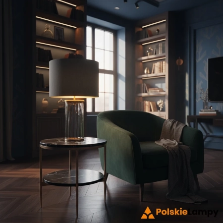 Lampa stołowa Reno przydymione szkło/ stary mosiądz QN-RENO-SMOKE-AB - Quintiesse