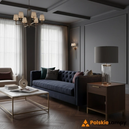 Lampa stołowa Reno przydymione szkło/ polerowany nikiel QN-RENO-SMOKE-PN - Quintiesse