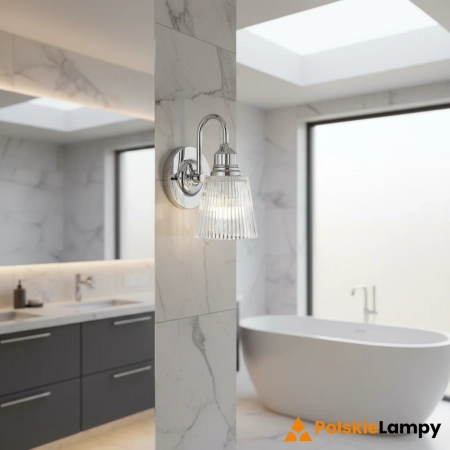 Kinkiet designerski Addison 1 Light polerowany chrom QN-ADDISON1-BATH - Quintiesse