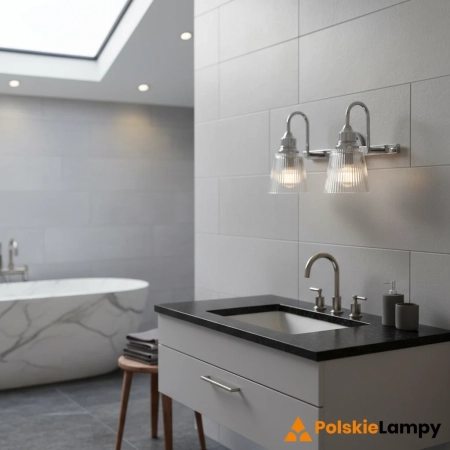 Kinkiet designerski Addison 2 Light polerowany chrom QN-ADDISON2-BATH - Quintiesse
