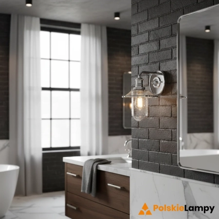 Kinkiet loft Rigby polerowany chrom QN-RIGBY1-BATH-PC - Quintiesse