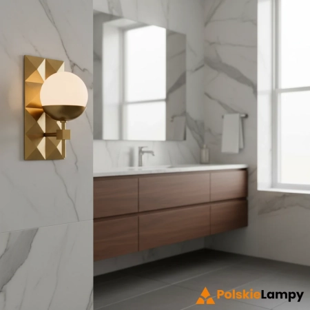 Kinkiet łazienkowy złoty szklany IP44 QN-DECO-1WB-AB-O z serii DECO