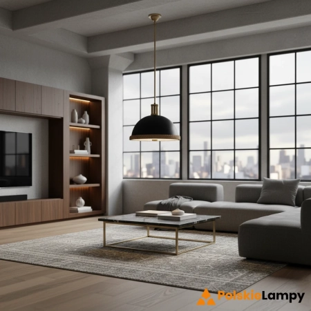 Lampa wisząca metalowa czarno-mosiężna 2-punktowa QN-DORAL-P-M-BK z serii DORAL