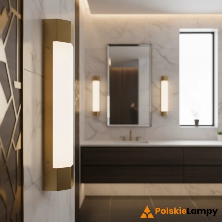 Kinkiet łazienkowy mosiężny mleczny LED IP44 QN-FACET-LED3-HB-BATH z serii Facet