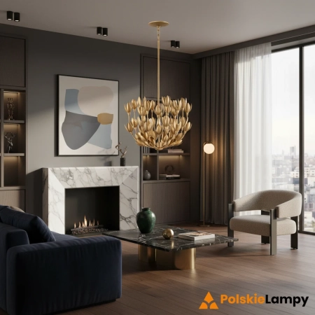 Lampa wisząca metalowa złota 3-punktowa QN-FLORA3-GD z serii Flora