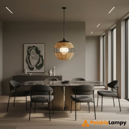 Lampa wisząca metalowa brązowa ze szkłem 61cm QN-MADDOX-P-M-BK-CAM z serii MADDOX
