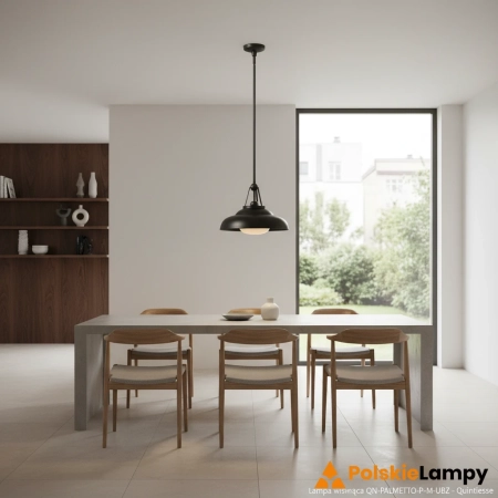 Lampa wisząca metalowa czarna ze szklanym kloszem QN-PALMETTO-P-M-UBZ z serii Palmetto