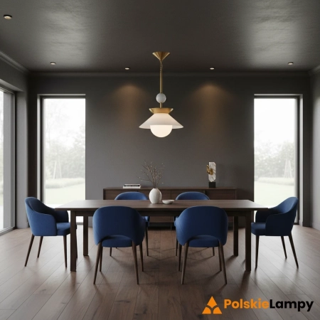 Lampa wisząca mosiężna szklana 37cm QN-SAUCER-1P-M-AB-OPAL z serii SAUCER
