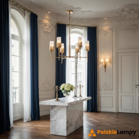 Lampa wisząca złota metalowa 6-punktowa QN-SAWGRASS-6-DG-O z serii SAWGRASS