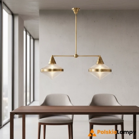 Lampa wisząca mosiężna metalowa 2-punktowa QN-WILLARD-LP2-VBS-PG z serii Willard