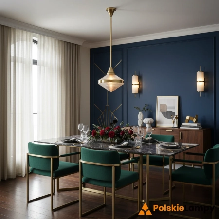 Lampa wisząca mosiężna szklana 34cm QN-WILLARD-P-VBS-PG z serii WILLARD
