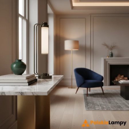 Lampa stołowa metalowa czarna ze szklanym kloszem QN-WYNWOOD-TL-UBZ z serii Wynwood