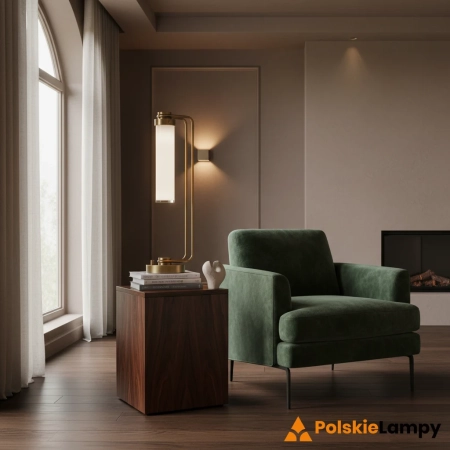 Lampa stołowa mosiężna ze szklanym kloszem QN-WYNWOOD-TL-VBS z serii WYNWOOD