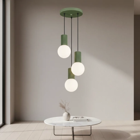 Lampa wisząca HALO 3P zielona oliwka SL.1725 - Sollux