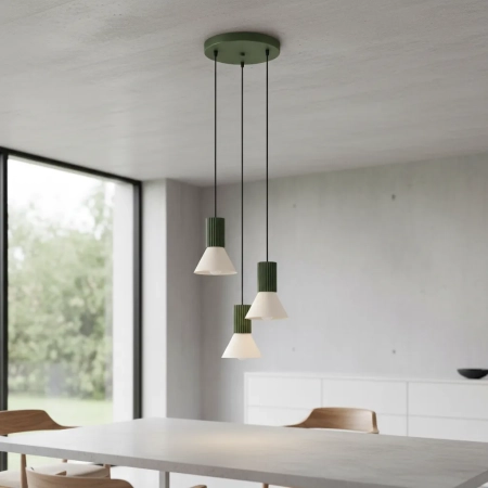 Lampa wisząca ESTRIA 3P beżowa/zielona oliwka SL.1873 - Sollux