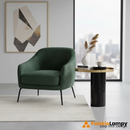 Stolik kawowy COLUMN marmurowy czarno złoty 55 cm DP-FA1 black gold - Step Into Design