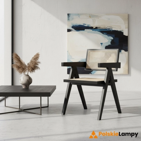 Krzesło BOHO drewniane w kolorze czarnym z podłokietnikami MH-011CH-BN - Step Into Design