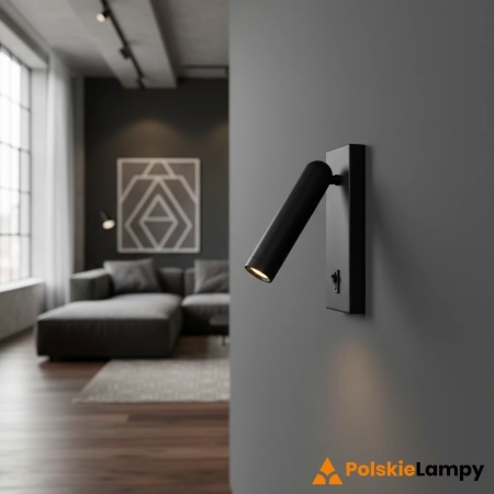 Kinkiet LED czarny aluminiowy z włącznikiem WL-46376-1-BK z serii Nova - Lampy Italux