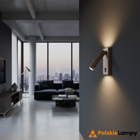 Kinkiet LED aluminiowy kawowy z włącznikiem WL-46376-1-CF z serii Nova - Lampy Italux