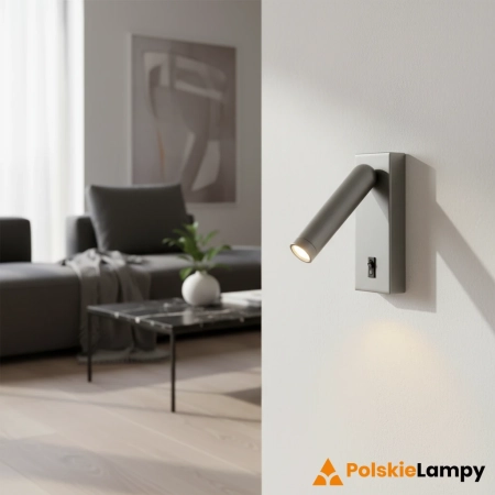 Kinkiet LED szary aluminiowy z włącznikiem WL-46376-1-GR z serii Nova - Lampy Italux