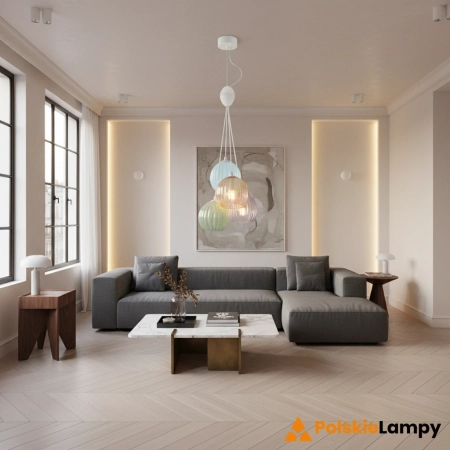 Lampa wisząca wielokolorowa szklana 4-punktowa PND-94794-4B-MLTI z serii CASES - Lampy Italux