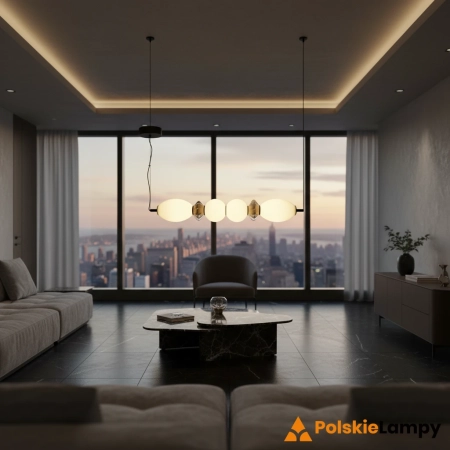 Lampa wisząca LED czarna podłużna szklano-ceramiczna PND-94921-4A-BK z serii BALOS - Lampy Italux