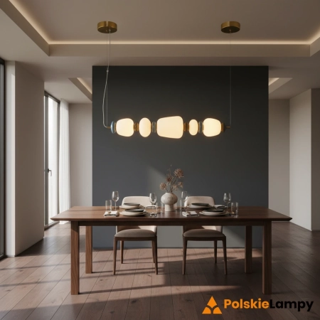 Lampa wisząca złota metalowa z ceramicznymi detalami PND-94981-5A-GD z serii Evans - Lampy Italux