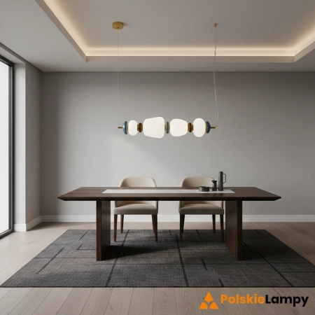 Lampa wisząca złota metalowa z ceramicznymi kloszami PND-94981-4A-GD z serii Evans - Lampy Italux