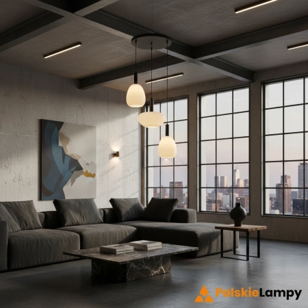 Lampa wisząca czarna metalowa 3-punktowa PND-23541-3-BK-OP z serii Gater - Lampy Italux