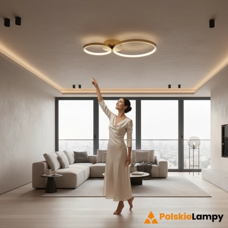 Plafon LED złoty metalowy dwupierścieniowy SPL-20452-2-GD z serii MAVER - Lampy Italux