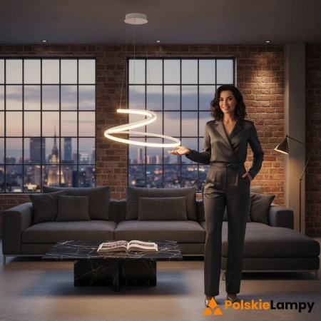 Lampa wisząca LED biała metalowa spiralna 60cm PND-2168-M-WH z serii Lorila - Lampy Italux