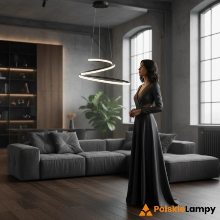 Lampa wisząca LED czarna spiralna 60cm PND-2168-M-BK z serii Lorila - Lampy Italux